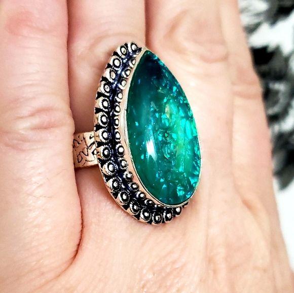 New Dichroic Glass 925 Silver Ring. - Picture 7 of 8